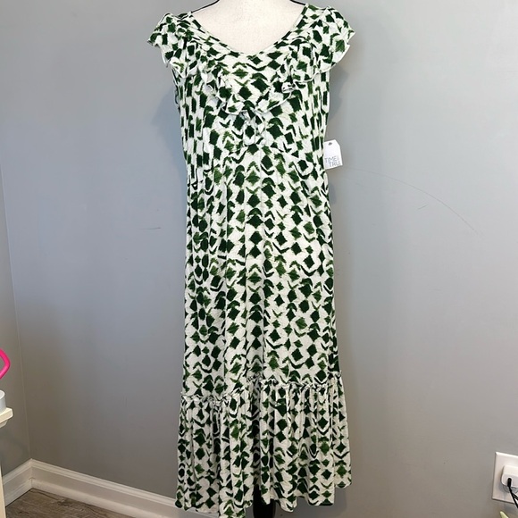 Time and Tru Dresses & Skirts - Time & Tru Green Ruffle Aztec Spring Easter Maxi Dress NWT